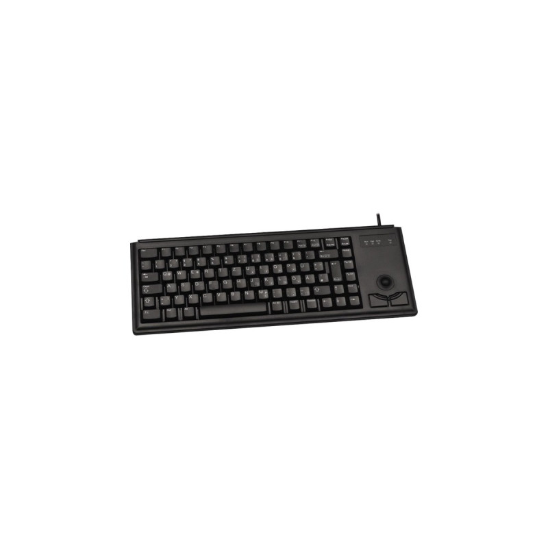 CHERRY Slim Line G84-4400, Tastatur(schwarz, DE-Layout, Cherry Mechanisch, integr. Trackball)