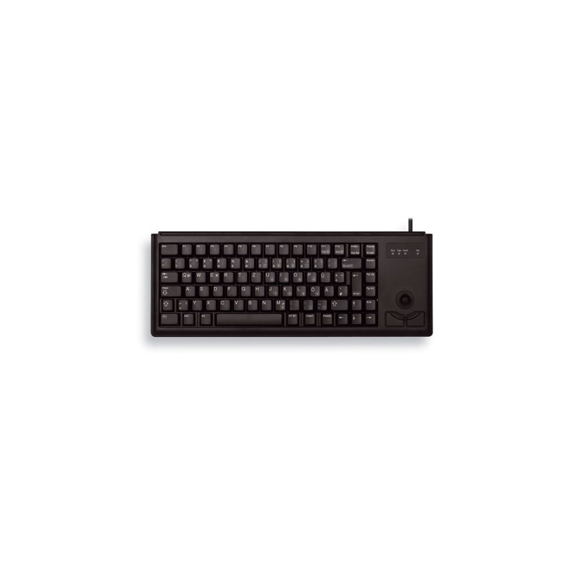 CHERRY Slim Line G84-4400, Tastatur(schwarz, DE-Layout, Cherry Mechanisch, integr. Trackball)