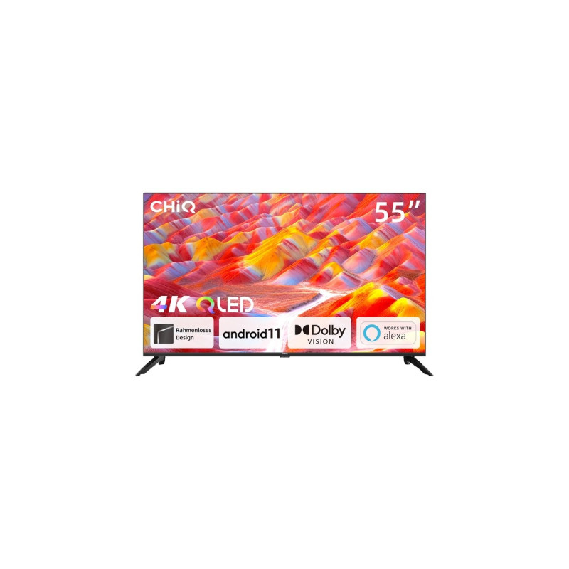 CHiQ U55QG7L, QLED-Fernseher(139 cm (55 Zoll), schwarz, Ultra HD/4K, Triple Tuner, SmartTV, Chromecast built-in)