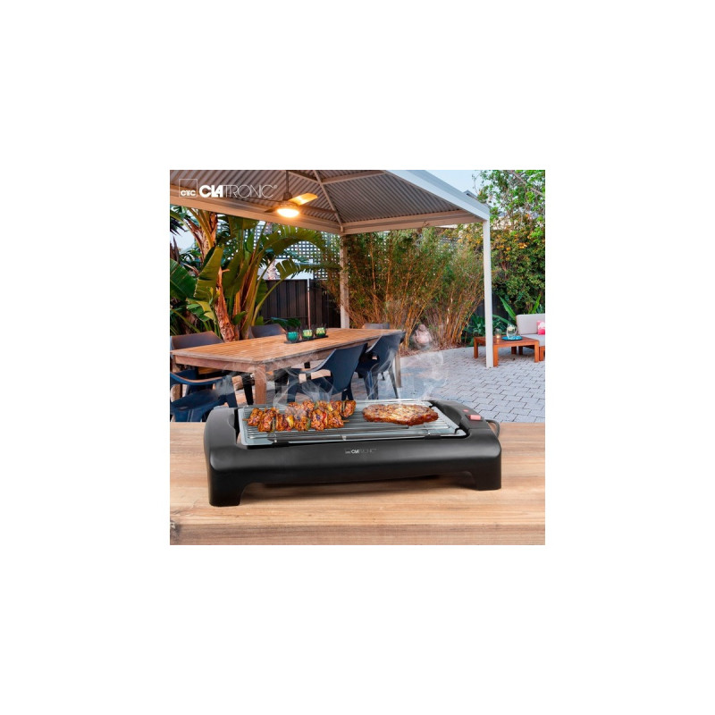 Clatronic Barbeque-Tischgrill BQ 2977, Elektrogrill(schwarz, 2.000 Watt)