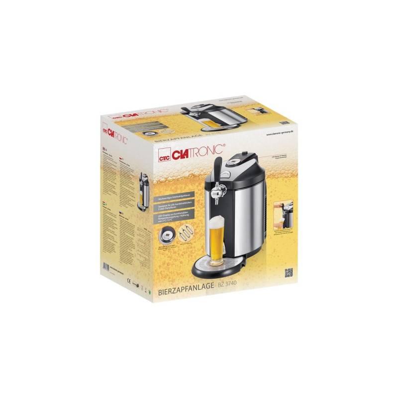 Clatronic Bierzapfanlage BZ 3740(edelstahl/schwarz, Kühlung 2°C - 12°C)