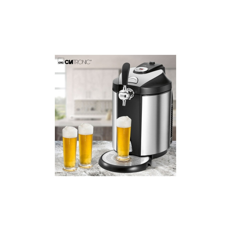 Clatronic Bierzapfanlage BZ 3740(edelstahl/schwarz, Kühlung 2°C - 12°C)