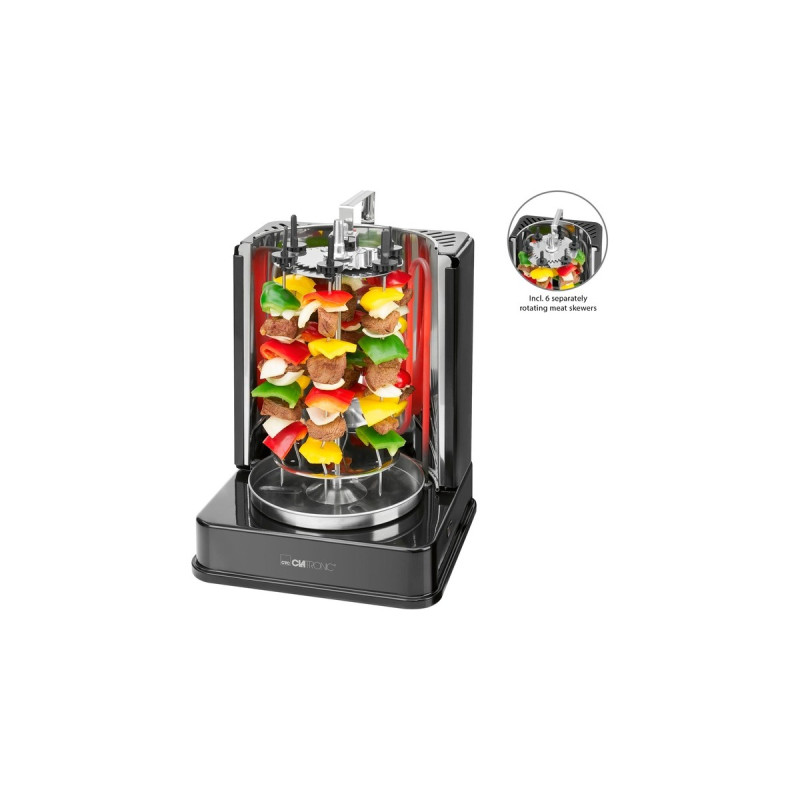 Clatronic Döner-Multigrill DVG 3686, Elektrogrill(schwarz, 1.400 Watt)