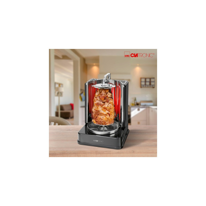Clatronic Döner-Multigrill DVG 3686, Elektrogrill(schwarz, 1.400 Watt)