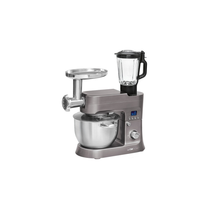 Clatronic Knetmaschine KM 3674, Küchenmaschine(titan, 1.200 Watt, Timer)