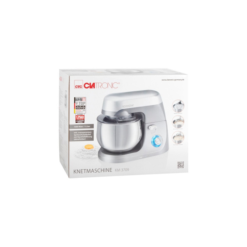 Clatronic Knetmaschine KM 3709, Küchenmaschine(titan, 1.000 Watt)