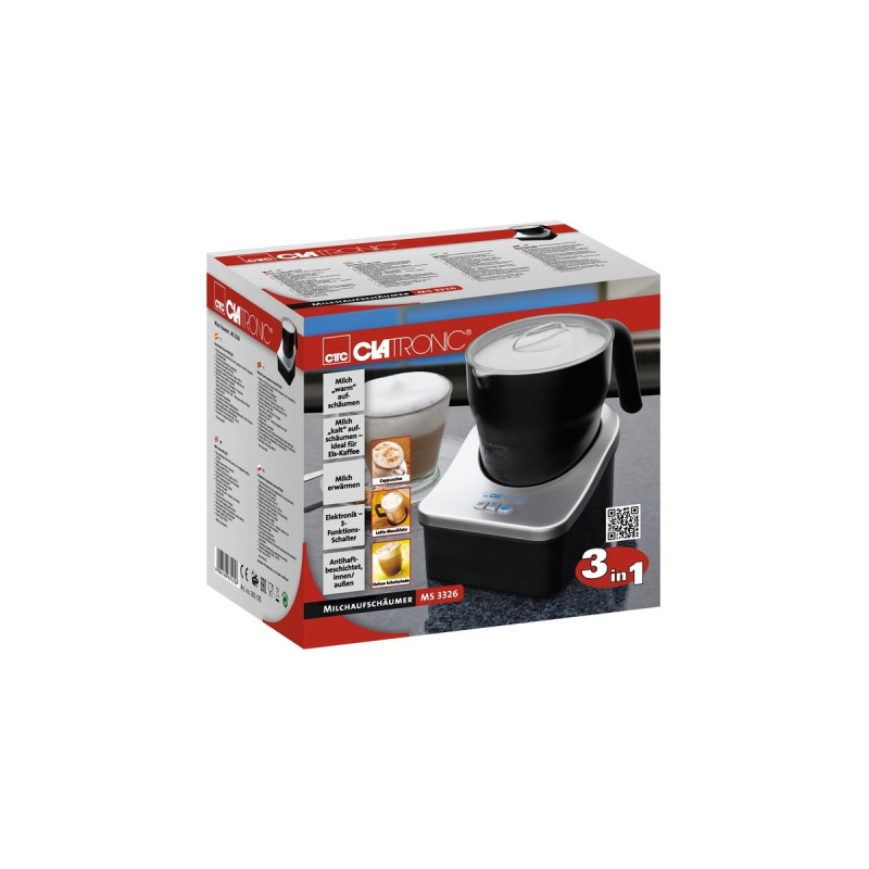 Clatronic MS 3326, Milchaufschäumer(schwarz/edelstahl)