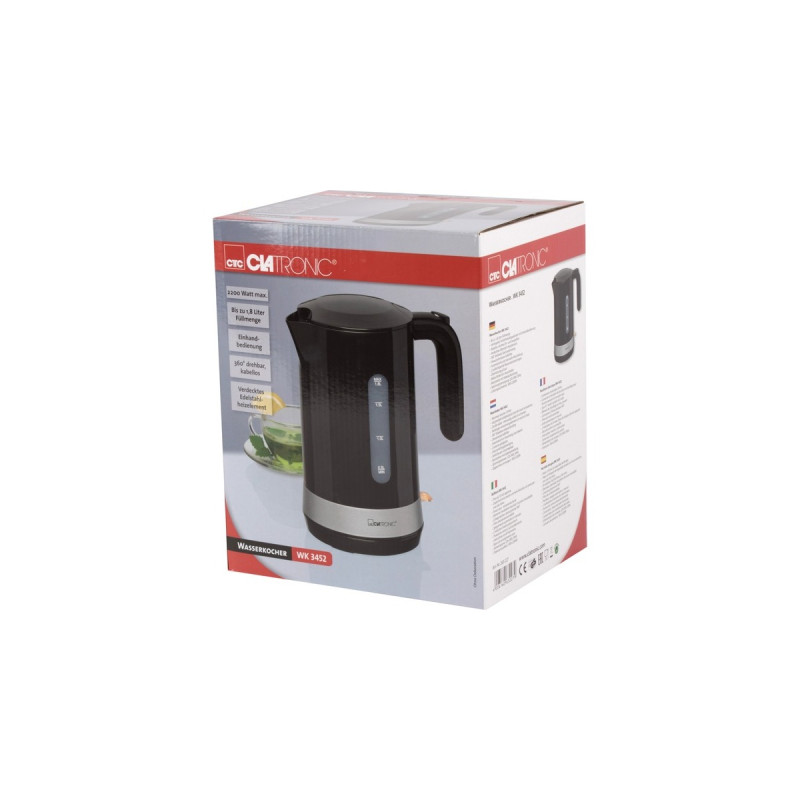 Clatronic WK 3452, Wasserkocher(schwarz/silber, 1,8 Liter)