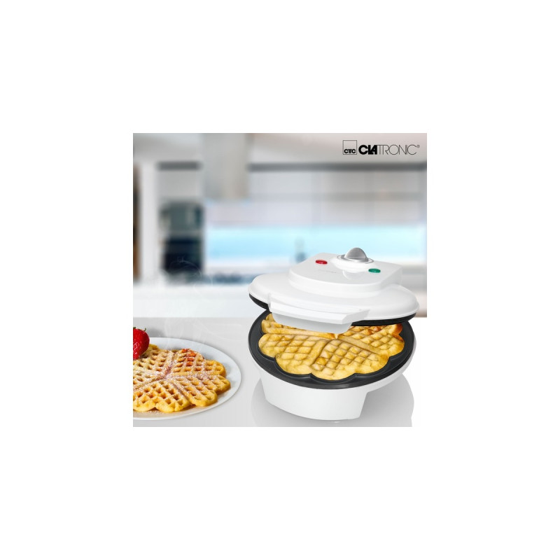 Clatronic Waffelautomat WA 3491, Waffeleisen(weiß, 1.200 Watt)