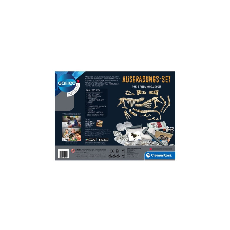Clementoni Ausgrabungs-Set T-Rex & Fossil Modellier-Set, Experimentierkasten