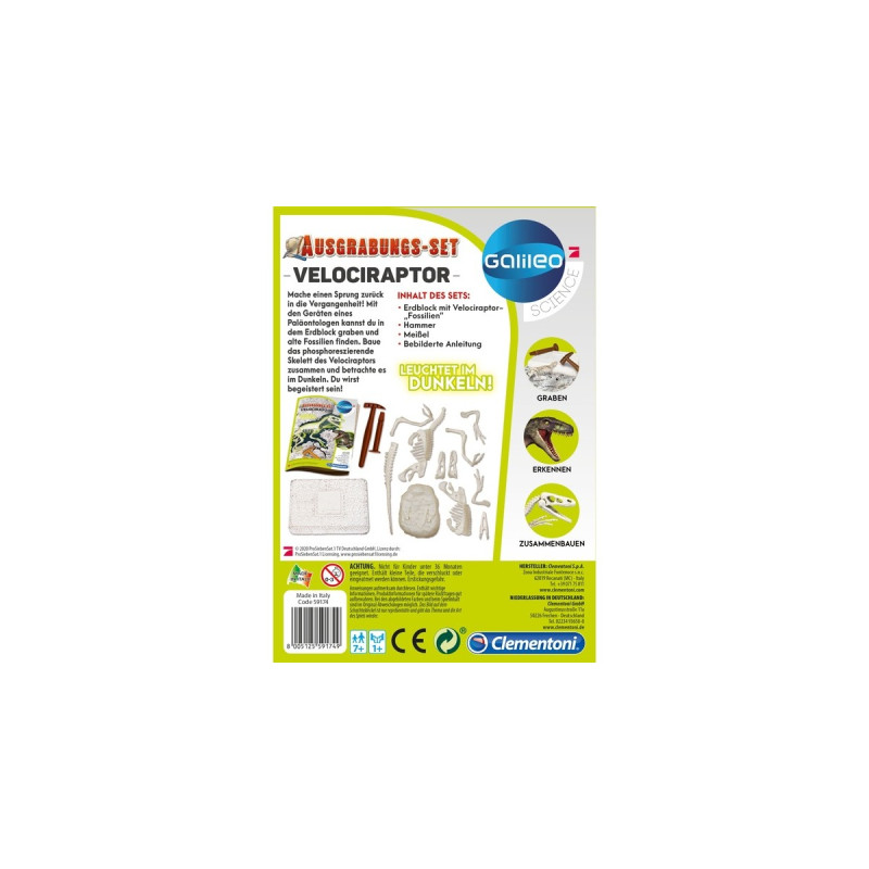Clementoni Ausgrabungs-Set Velociraptor, Experimentierkasten