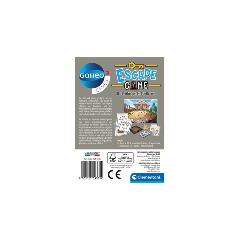 Clementoni Escape Game - Die Prüfungen im Parthenon, Partyspiel