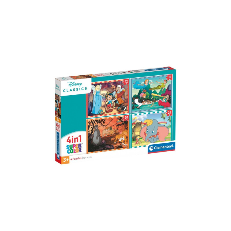 Clementoni Supercolor 4 in 1 - Disney Classics, Puzzle(4 Puzzle (12-24 Teile))