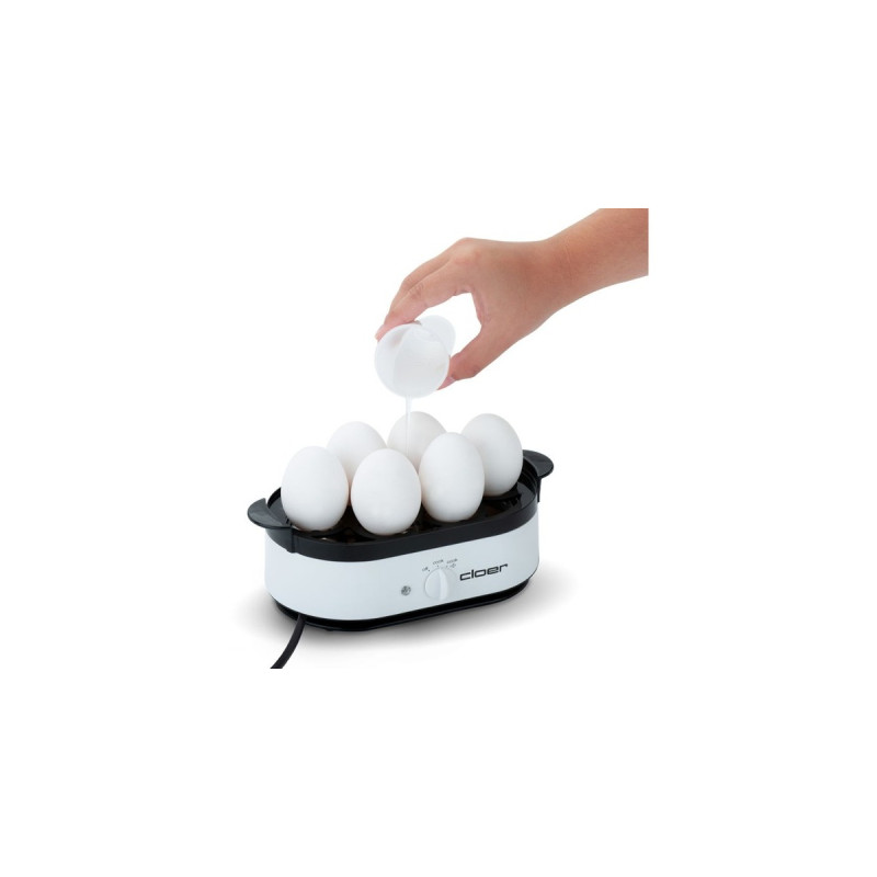 Cloer Eierkocher 6081(weiß, mit Edelstahlheizplatte für 6 Eier)