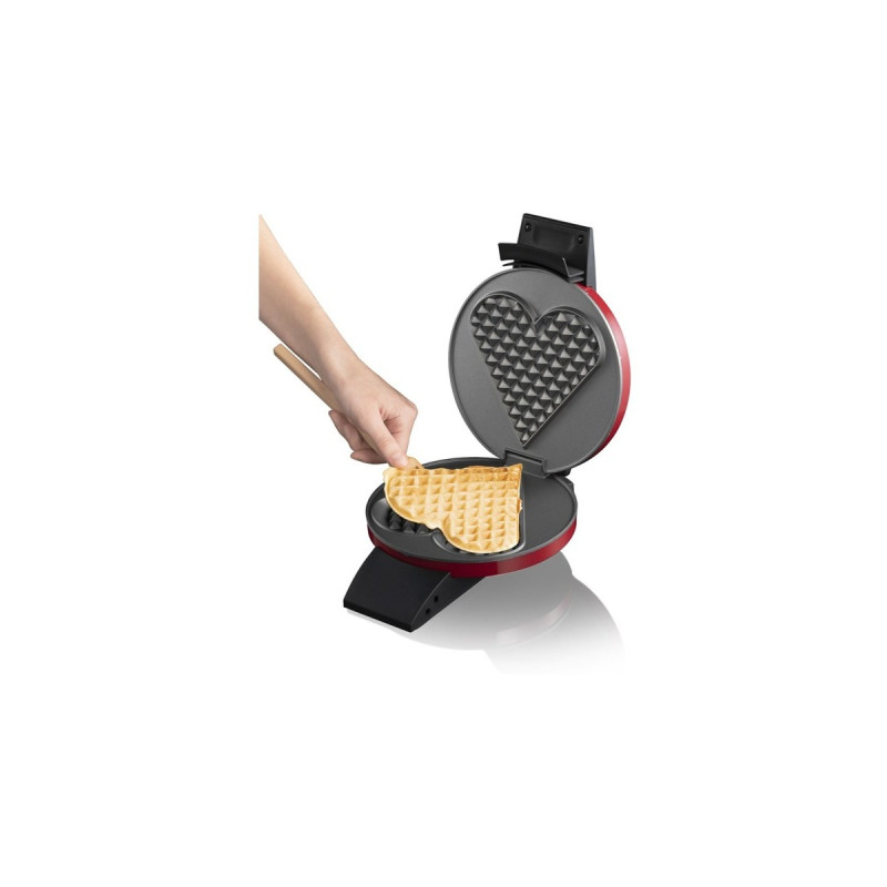 Cloer Herz-Waffeleisen 1633V Valentinstag Edition(rot, 930 Watt, für 1 großes Waffelherz)