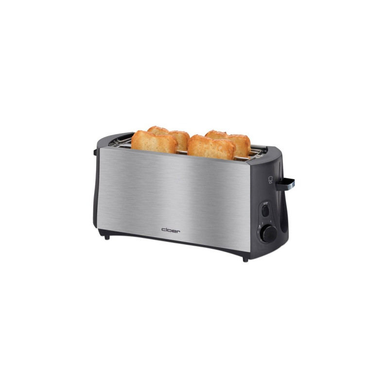 Cloer Langschlitz-Toaster 3719(edelstahl/schwarz, 1.380 Watt, für 4 Scheiben Toast)