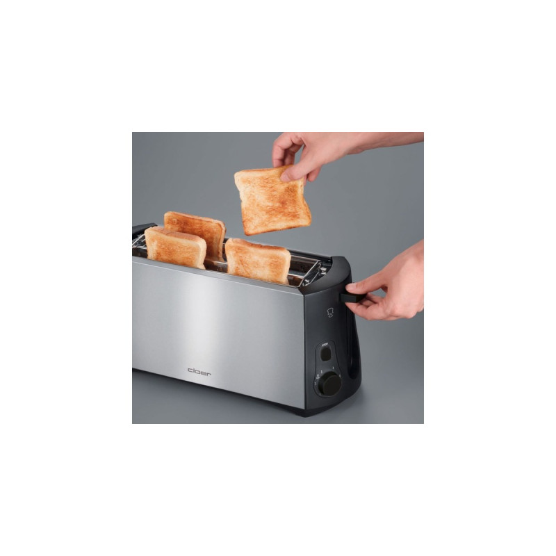 Cloer Langschlitz-Toaster 3719(edelstahl/schwarz, 1.380 Watt, für 4 Scheiben Toast)