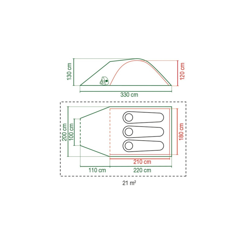 Coleman 3-Personen-Kuppelzelt Kobuk Valley 3 Plus BlackOut(dunkelgrün/hellgrün)