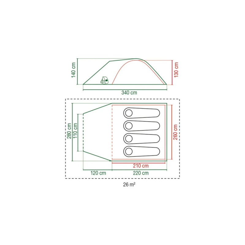 Coleman 4-Personen-Kuppelzelt Kobuk Valley 4 Plus BlackOut(dunkelgrün/hellgrün)