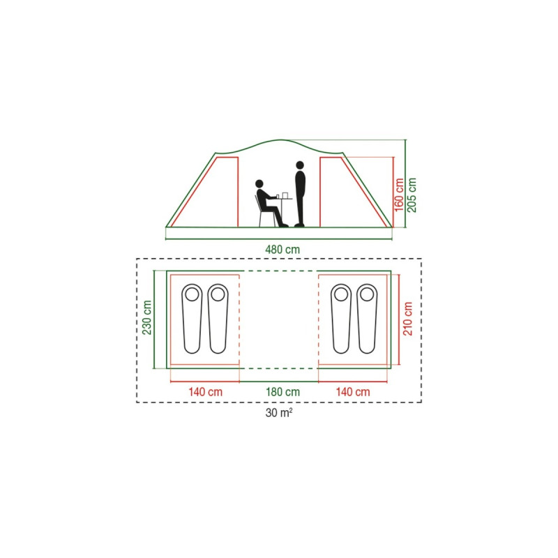 Coleman 4-Personen-Tunnelzelt Spruce Falls 4 BlackOut(dunkelgrün/hellgrau)