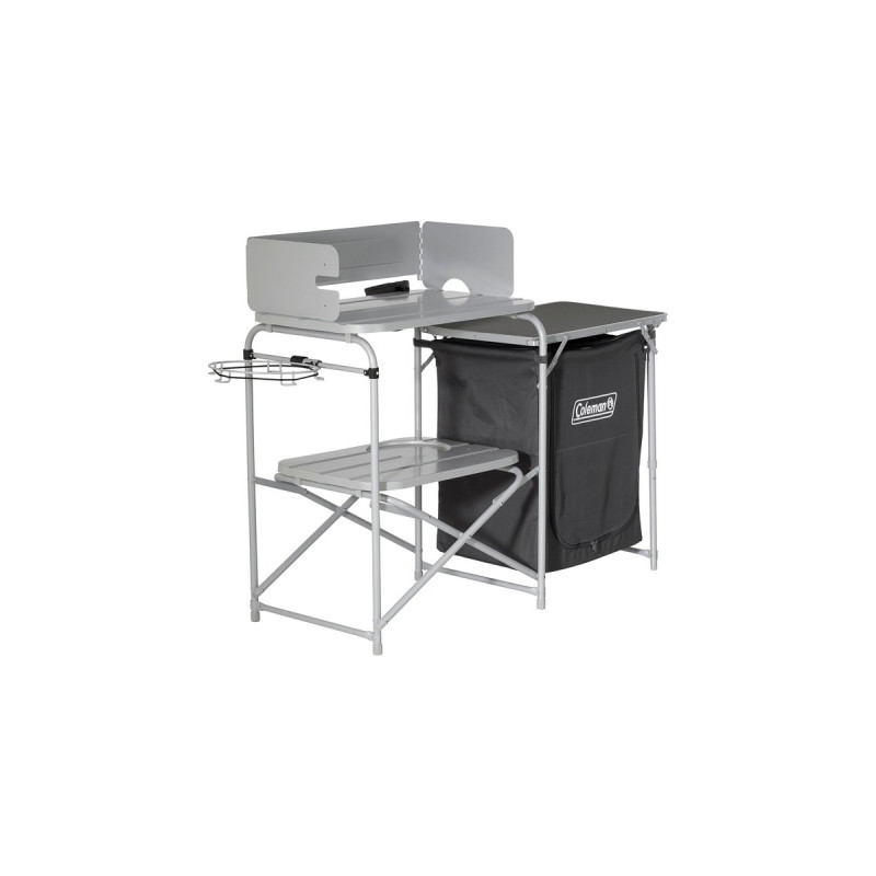 Coleman Camping-Tisch Cooking Stand 2199743(grau, mit Textilschrank)