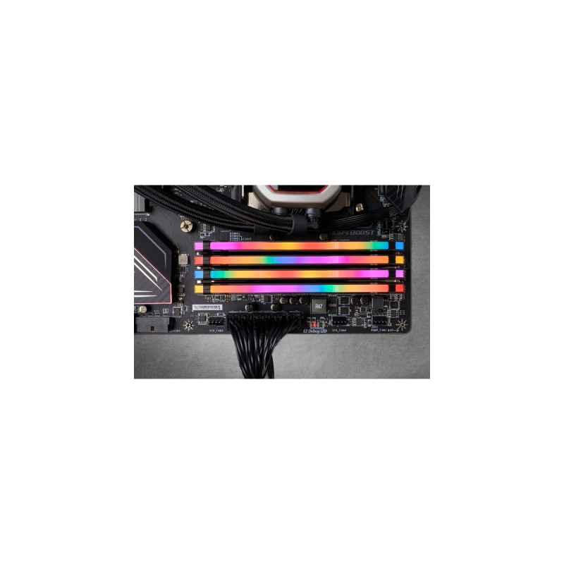 Corsair DIMM 32 GB DDR4-3200 (4x 8 GB) Quad-Kit, Arbeitsspeicher(schwarz, CMW32GX4M4C3200C16, Vengeance RGB PRO, INTEL XMP)