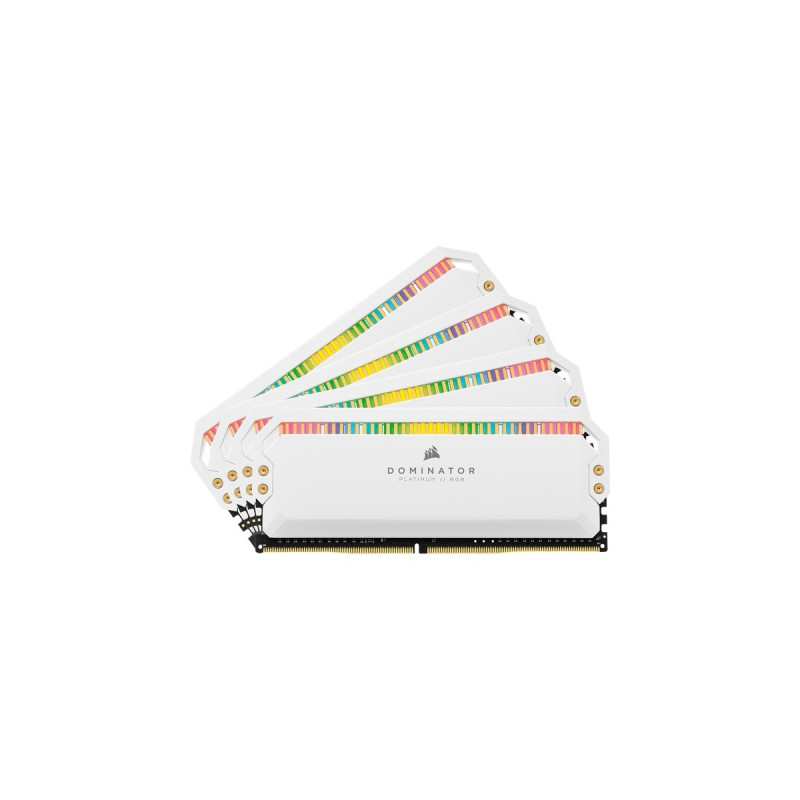 Corsair DIMM 32 GB DDR4-3200 (4x 8 GB) Quad-Kit, für AMD Optimiert , Arbeitsspeicher(weiß, CMT32GX4M4Z3200C16W, Dominator Platinum RGB, INTEL XMP)