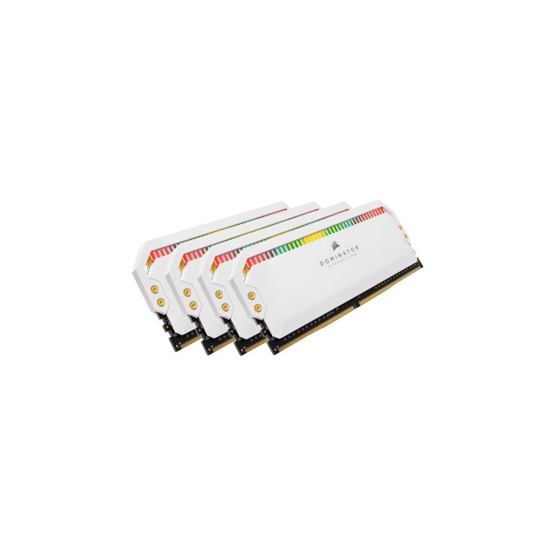 Corsair DIMM 32 GB DDR4-3200 (4x 8 GB) Quad-Kit, für AMD Optimiert , Arbeitsspeicher(weiß, CMT32GX4M4Z3200C16W, Dominator Platinum RGB, INTEL XMP)