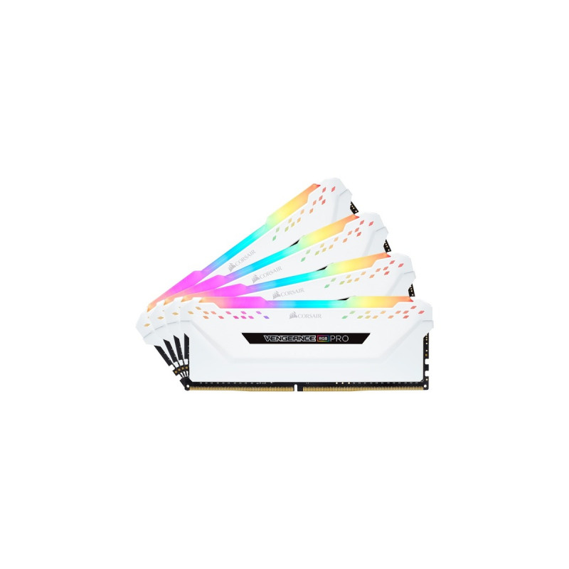 Corsair DIMM 32 GB DDR4-3600 (4x 8 GB) Quad-Kit, Arbeitsspeicher(weiß, CMW32GX4M4C3600C18W, Vengeance RGB PRO, INTEL XMP)