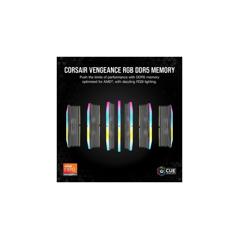 Corsair DIMM 32 GB DDR5-5600 (2x 16 GB) Dual-Kit, Arbeitsspeicher(grau, CMH32GX5M2B5600Z40, Vengeance RGB, AMD EXPO)