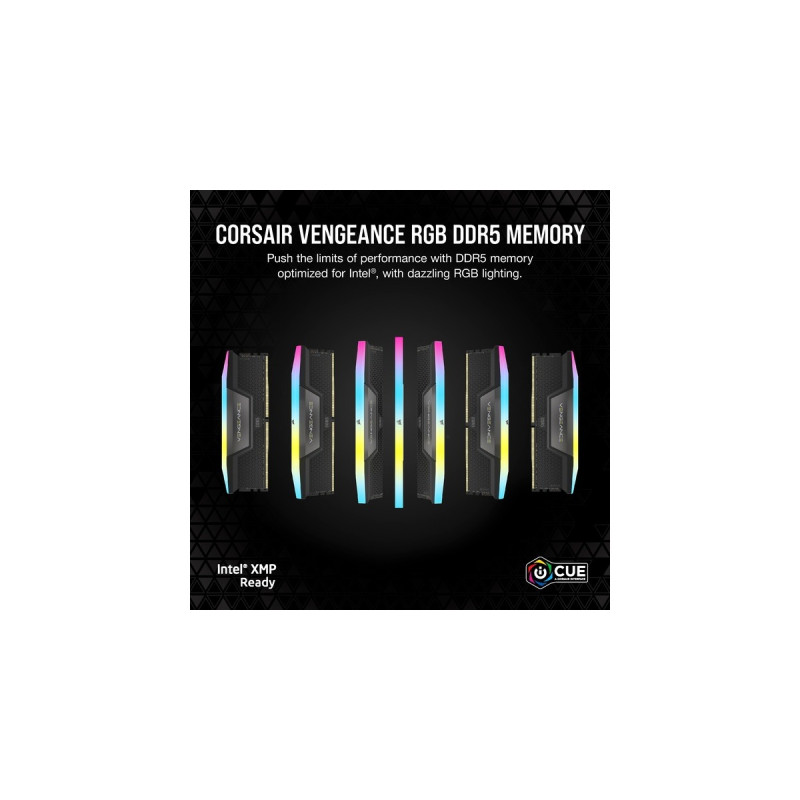 Corsair DIMM 32 GB DDR5-6000 (2x 16 GB) Dual-Kit, Arbeitsspeicher(schwarz, CMH32GX5M2E6000C36, Vengeance RGB, INTEL XMP)