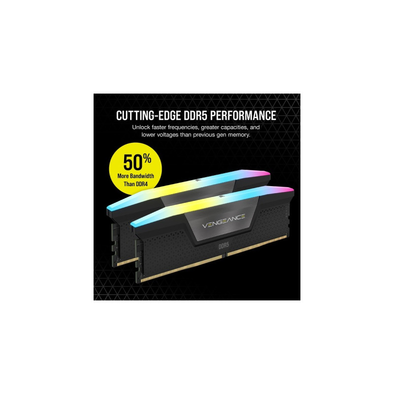 Corsair DIMM 32 GB DDR5-6000 (2x 16 GB) Dual-Kit, Arbeitsspeicher(schwarz, CMH32GX5M2E6000C36, Vengeance RGB, INTEL XMP)