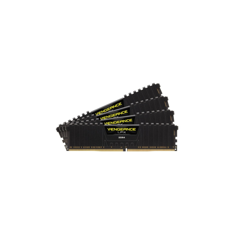 Corsair DIMM 64 GB DDR4-2666 (4x 16 GB) Quad-Kit, Arbeitsspeicher(schwarz, CMK64GX4M4A2666C16, Vengeance LPX, INTEL XMP)