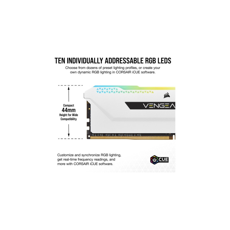 Corsair DIMM 64 GB DDR4-3200 (4x 16 GB) Quad-Kit, Arbeitsspeicher(weiß, CMH64GX4M4E3200C16W, Vengeance RGB PRO SL, INTEL XMP)