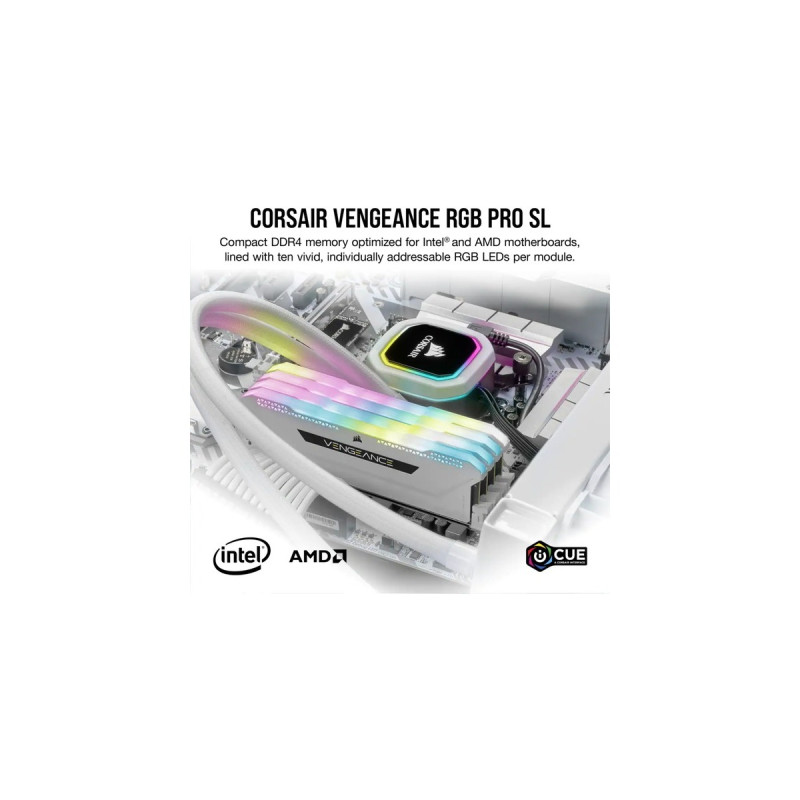 Corsair DIMM 64 GB DDR4-3200 (4x 16 GB) Quad-Kit, Arbeitsspeicher(weiß, CMH64GX4M4E3200C16W, Vengeance RGB PRO SL, INTEL XMP)