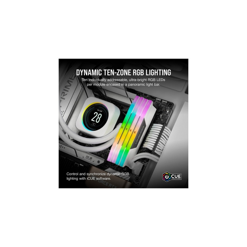 Corsair DIMM 64 GB DDR5-6000 (2x 32 GB) Dual-Kit, Arbeitsspeicher(weiß, CMH64GX5M2B6000C30W, Vengeance RGB, INTEL XMP)