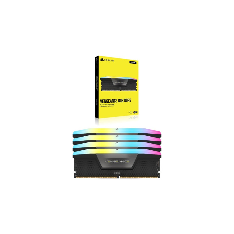 Corsair DIMM 96 GB DDR5-6000 (4x 24 GB) Quad-Kit, Arbeitsspeicher(schwarz, CMH96GX5M4B6000C30, Vengeance RGB, INTEL XMP)