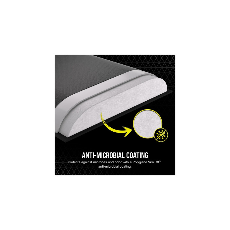 Corsair Gepolsterte Doppelschicht-Handballenauflage, Handgelenkauflage(schwarz/schwarz, Tenkeyless)