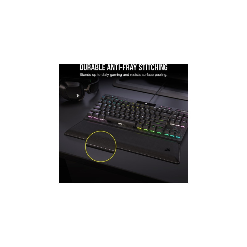 Corsair Gepolsterte Doppelschicht-Handballenauflage, Handgelenkauflage(schwarz/schwarz, Tenkeyless)