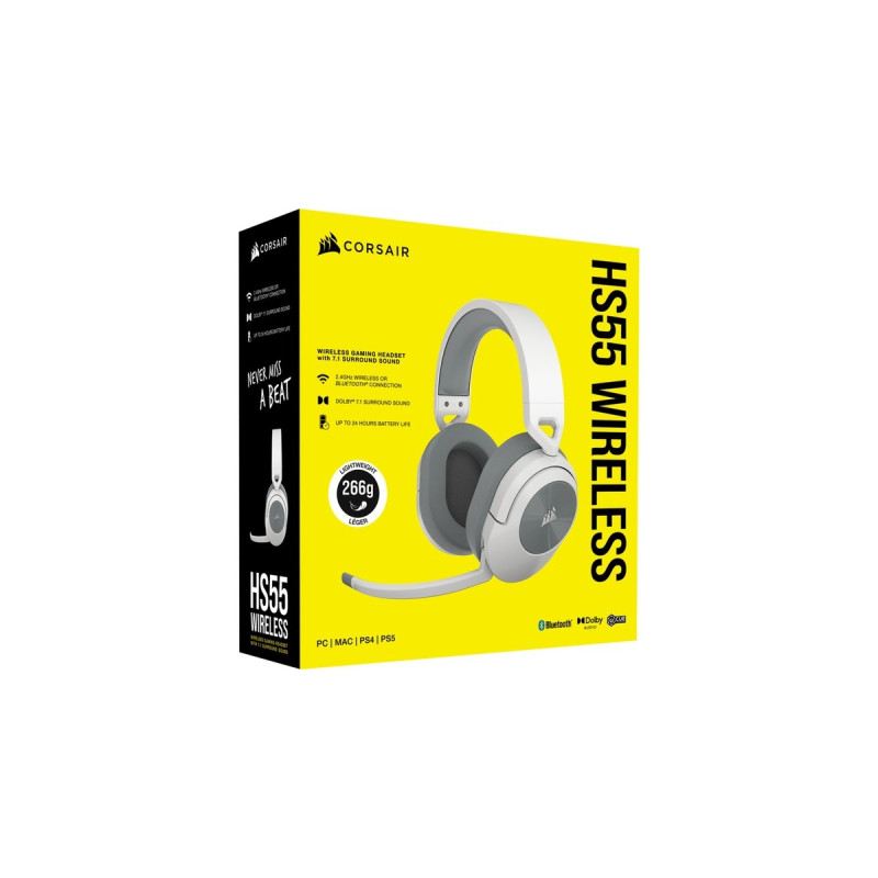 Corsair HS55 Wireless, Gaming-Headset(weiß, Bluetooth, 2.4 GHz Audio)