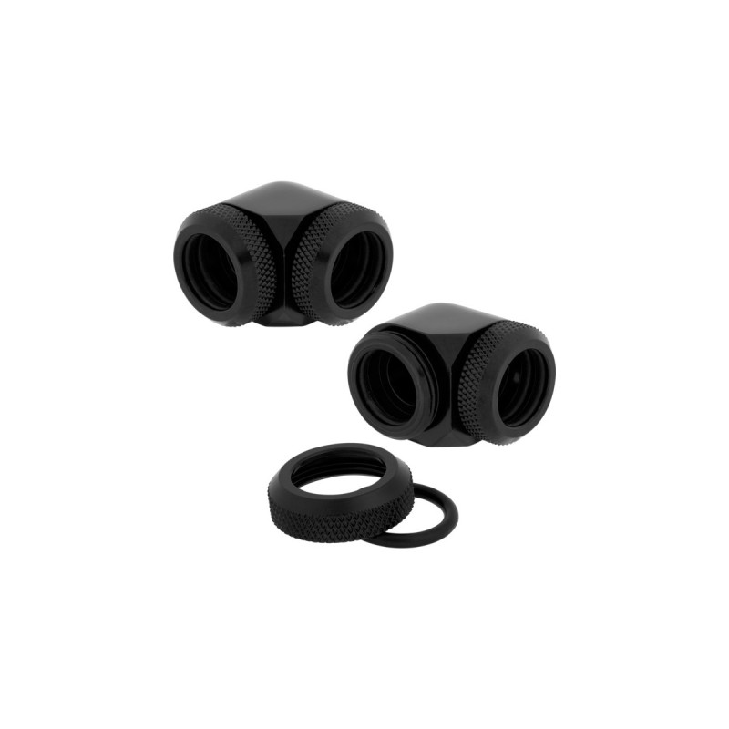 Corsair Hydro X Series XF Hardline-90°-Armatur, AD 14 mm, Doppelpack, Verbindung(schwarz, 2 Stück)