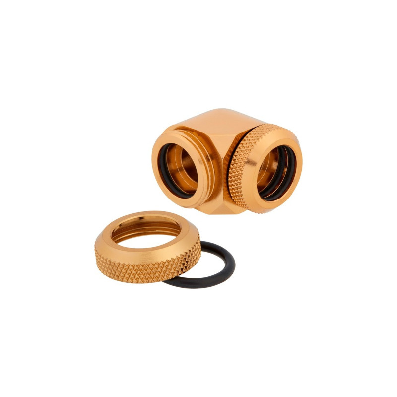 Corsair Hydro X Series XF Hardline-90°-Armatur, AD 14 mm, Doppelpack, Verbindung(gold, 2 Stück)
