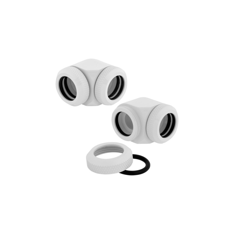 Corsair Hydro X Series XF Hardline-90°-Armatur, AD 14 mm, Doppelpack, Verbindung(weiß, 2 Stück)