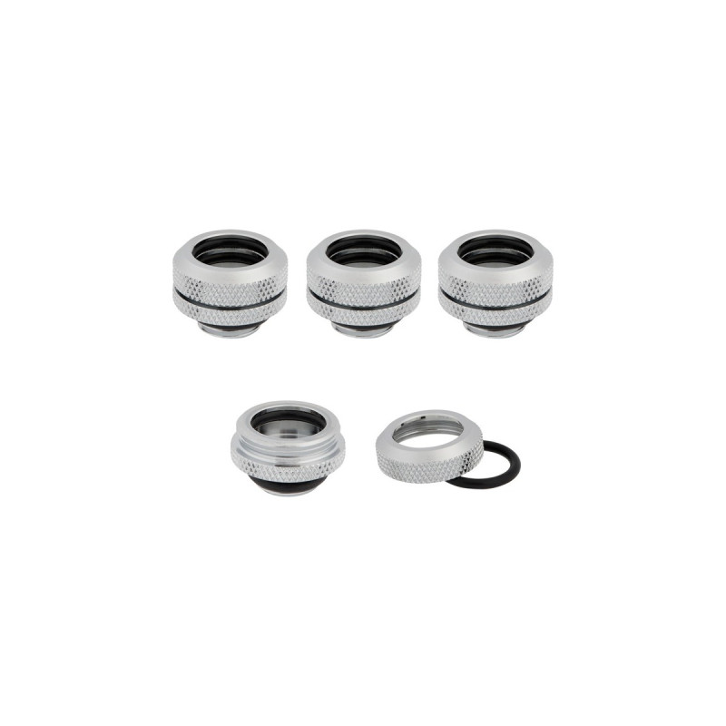 Corsair Hydro X Series XF Hardline-Armatur, AD 14 mm, Viererpack, Verbindung(chrom, 4 Stück)