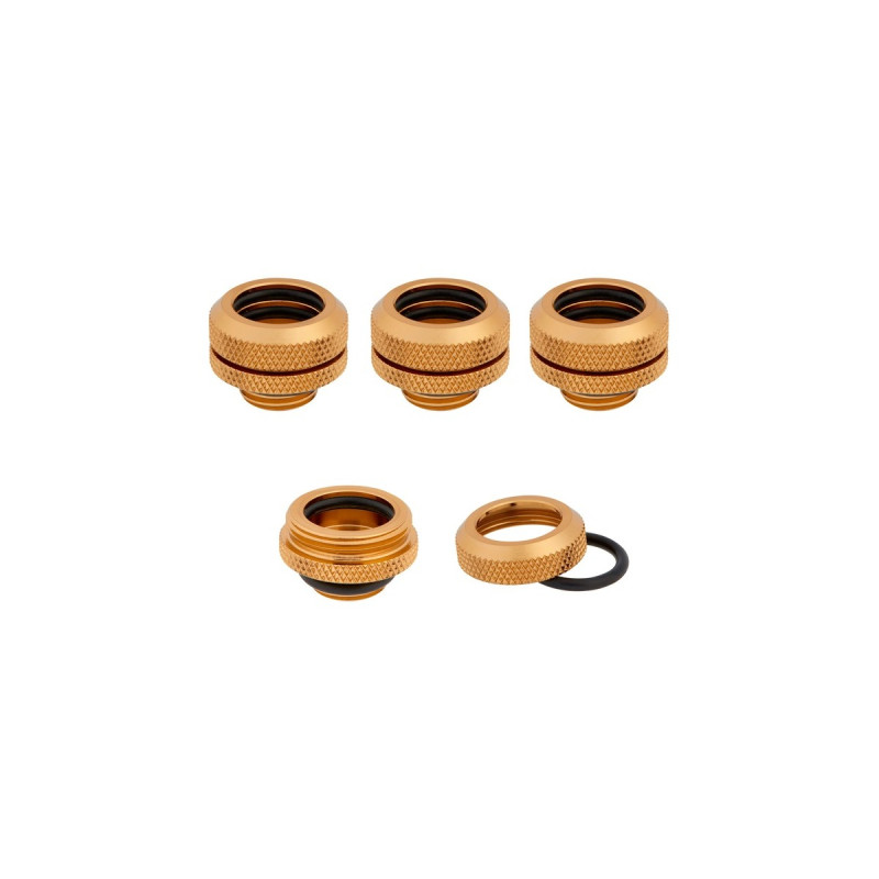 Corsair Hydro X Series XF Hardline-Armatur, AD 14 mm, Viererpack, Verbindung(gold, 4 Stück)