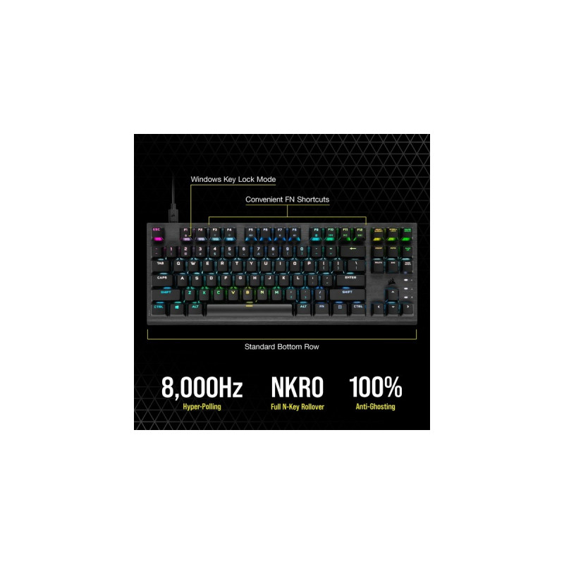 Corsair K60 PRO TKL RGB, Gaming-Tastatur(schwarz, DE-Layout, Corsair OPX)