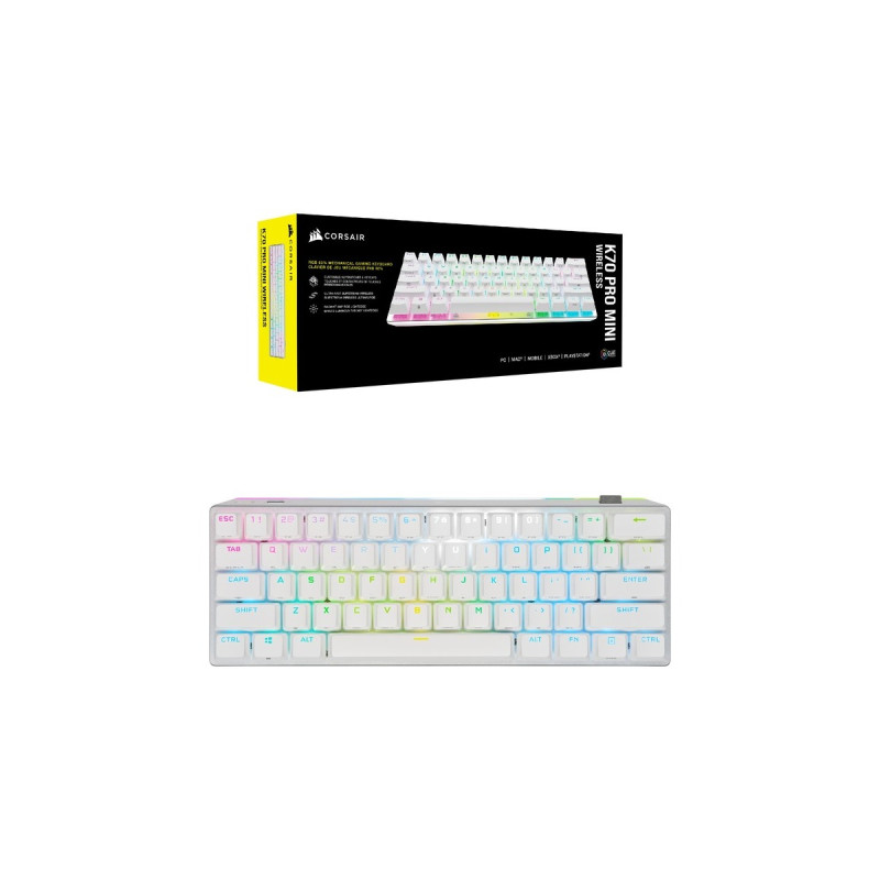 Corsair K70 PRO MINI WIRELESS, Gaming-Tastatur(weiß, DE-Layout, Cherry MX RGB Speed Silver)