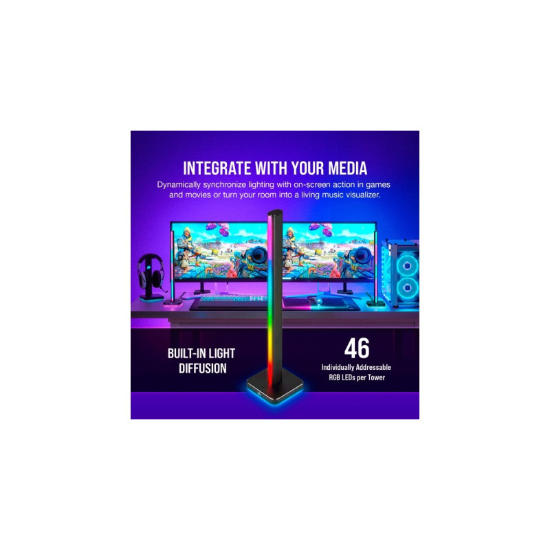 Corsair LT100 Expansion Kit, LED-Leiste(schwarz, 1 Stück LED-Lichtsäule)