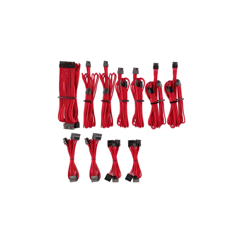 Corsair Netzteilkabel Premium Pro-Kit Typ 4 Gen 4, 20-teilig(rot, mit Einzelummantelung)