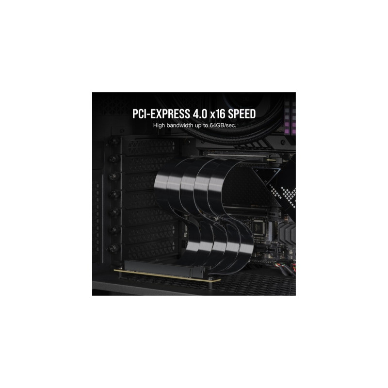 Corsair Premium PCIe 4.0 x16 Verlängerungskabel 90°(schwarz, 30cm, Buchse abgewinkelt)